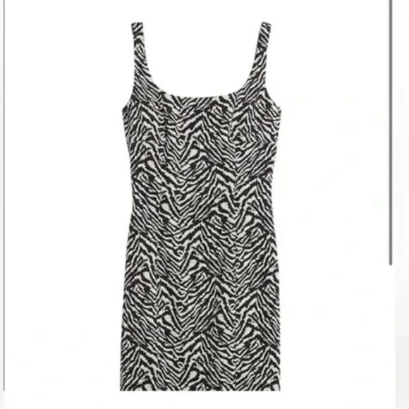 Banana Republic Sloan Zebra Print Square Neck Stretch Sheath Dress Size 6 - Picture 4 of 9